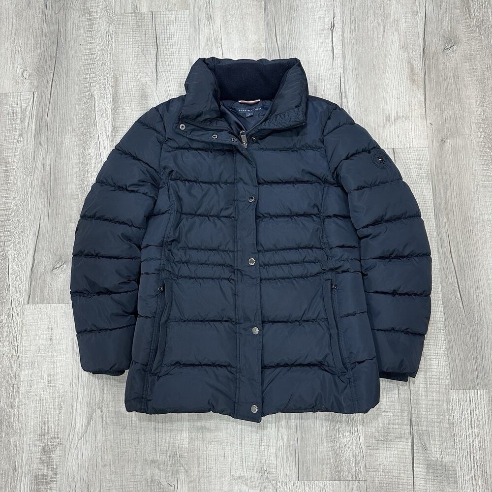 Tommy Hilfiger Down Jacket Women's Medium Navy Blue Puffer Winter Coat THProtect